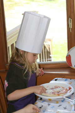 Chef Elsa making lunch.